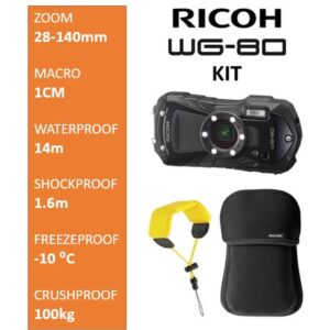Alternative view of Ricoh WG-80 Black KIT + Floating Strap + Neoprene Case