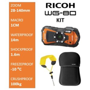Alternative view of Ricoh WG-80 Orange KIT + Floating Strap + Neoprene Case