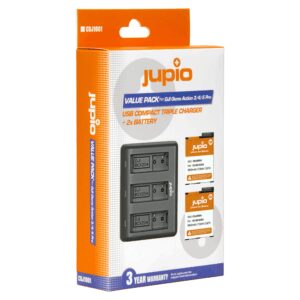 Jupio CDJ1001 (DJI  Jupio Value Pack: 2x Battery DJI Osmo Action 3/4/5 Pro 1950mAh + Compact USB Triple Charger)