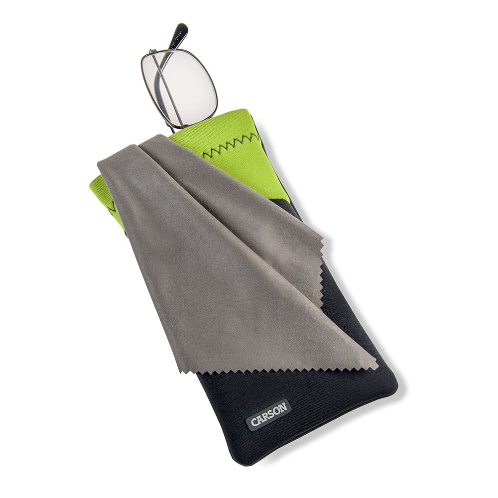 Carson Neoprene Brillenhoesje met microvezeldoekje - Grijs/Groen - Afbeelding 3
