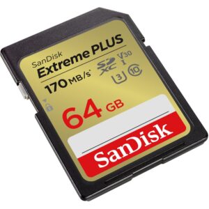 Alternative view of SanDisk Extreme Plus 64GB SDHC Memory Card 80MB